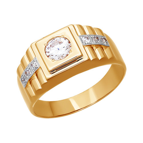 Кольцо, золото, фианит, 014780